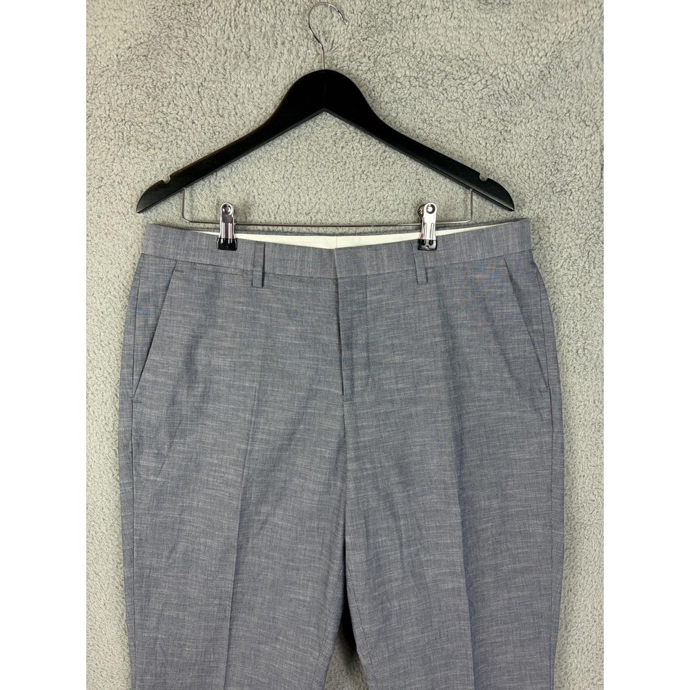 Express Dress Pants Mens 34x32 Gray Photographer Slim Fit Chambray Office Work